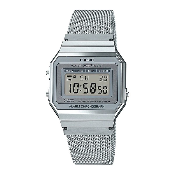 ของแท้ นาฬิกาข้อมือ Casio A700WM-7A / A700WM ดิจิทัล สายสเตนเลส สีเงิน สําหรับผู้ชาย และผู้หญิง