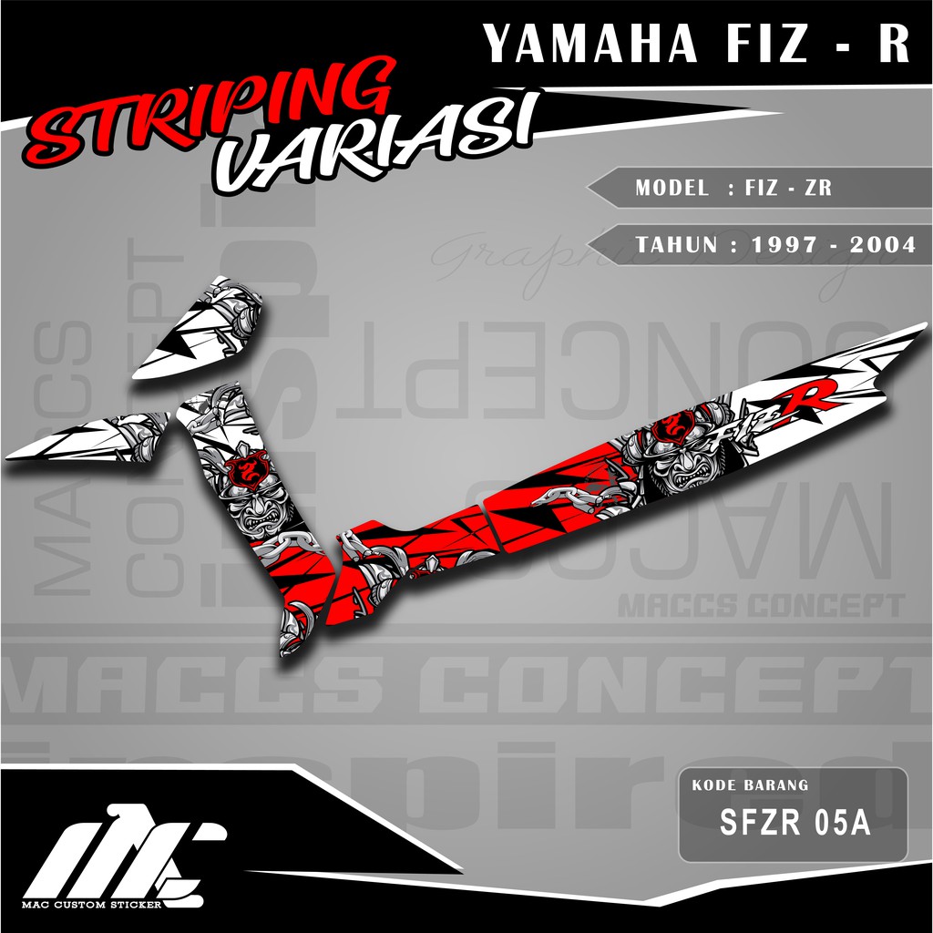 YAMAHA FIZ-R / F1Z-R VARIATION STRIPING - SFZR 05 - RACING DESIGN MOTORCYCLE STICKER LIST