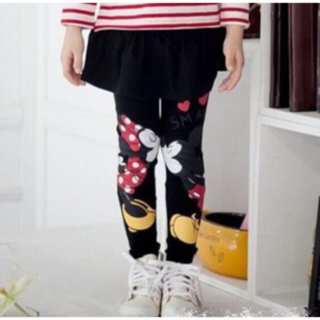 BP352A เลคกิ้งกระโปรง ลายหนู คอตตอน 100% *ดำ* (2ข/3ข/4ข/5ข/6ข)