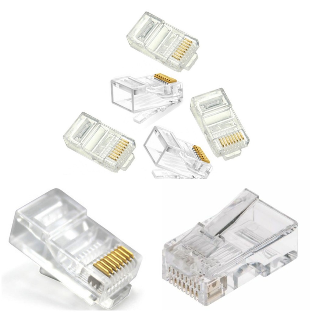 RJ45 CAT5/ CAT6 /CAT5หัวทะลุ/ CAT6หัวทะลุ หัวแลน (1แพ็คมี 100 หัว)คุณภาพอย่างดีเข้าหัวง่าย(สินค้ามีพ