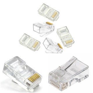 RJ45 CAT5/ CAT6 /CAT5หัวทะลุ/ CAT6หัวทะลุ หัวแลน (1แพ็คมี 100 หัว)คุณภาพอย่างดีเข้าหัวง่าย(สินค้ามีพร้อมส่ง)