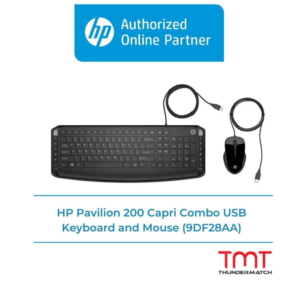 HP Pavilion 200 Capri Combo คีย์บอร์ดและเมาส์ USB (9DF28AA) รับประกัน 1 ปี