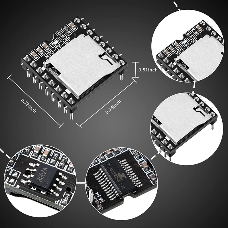 6PCS Mini MP3 Player Audio ule MP3 Voice Decode Board TF Card U-Disk Serial Port,Audio Voice Music ule for Arduino #5