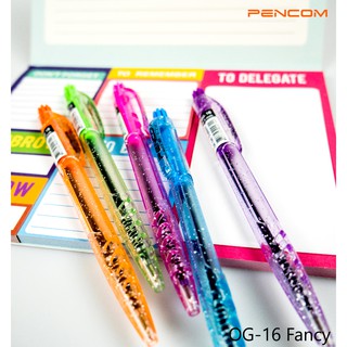 ปากกาน้ำเงิน ขนาด 0.5 mm. Pencom OG16-Fancy ปากกาหมึกน้ำมันแบบกด 12 ด้าม , 50 ด้าม