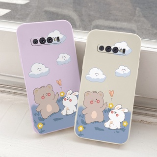 เคสผีเสื้อหมีน้อยเคสมือถือ ซิลิกาเจลเหลว Phone Case For Samsung Galaxy S10 S9 Plus S10E  กันกระแทก การป้องกันเลนส์กล้อง ปกหลังแบบอ่อน