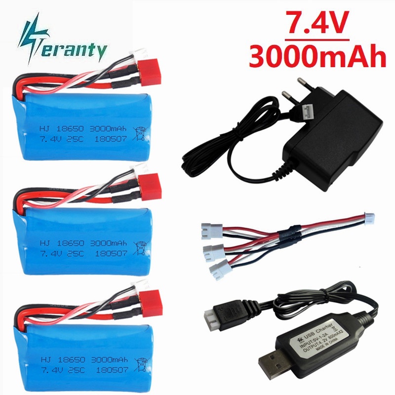7.4V 3000MAH lipo Battery 18650 for Q46 Wltoys 10428 /12428/12423 RC Car Spare Parts with charger 7.