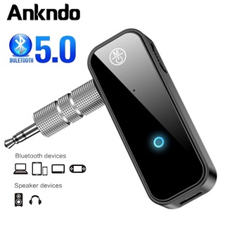 ☍Ankndo 2 In 1 Mini Bluetooth 5.0อะแดปเตอร์เสียงเครื่องเสียงรถ Converter 3.5มม.AUX แจ็คเครื่องส่งสัญญาณเสียงไร้สายเหมาะส