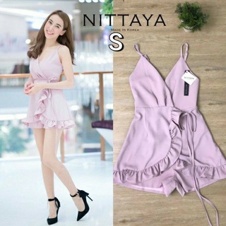 ✅ S พร้อมส่ง ✅ งานจริงน่ารักมาก  เดรสสสีชมพู มัดไค้วทัพกัน ปรับสายได้ ป้าย  NITTAYA BRAND