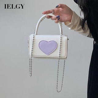 IELGY Ladies Flip Korean Style Sweet Love Contrasting Color Chain Diagonal Bag