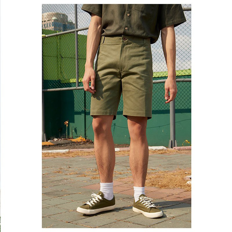 Sp.016 กางเกงขาสั้นผู้ชาย ผ้าชิโน สีเขียว Olive