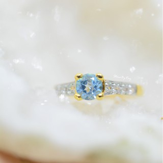 แหวนพลอยบลูโทพาส Blue Topaz Silver 925 Ring ( RG-060 )