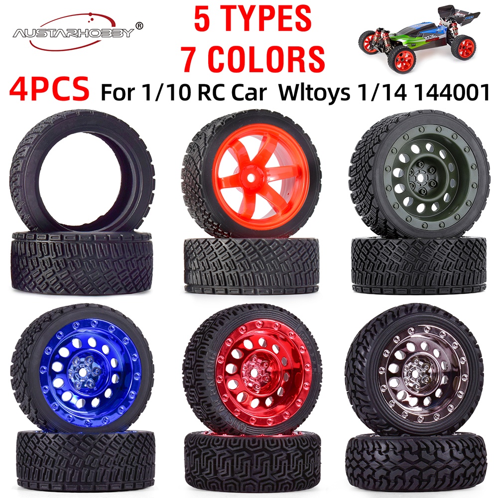 Austar 1/10 Rally RC รถยางล้อขอบ 12 มม.Hex 67 มม.ยางล้อสําหรับรถ RC 1/10 Rolly WLtoys 1/14 144001