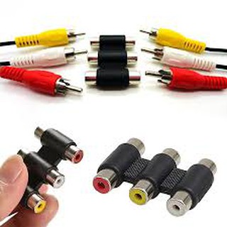 หัวต่อ ข้อต่อ ตัวเมียอะแดปเตอร์ AV แจ็ค 3 RCAช่องต่อแบบ 3 RCA ไป 3 RCA หัว Coupler ขาว/แดง/เหลือง