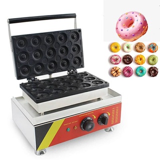 เครื่องทำโดนัท  เครื่องทำโดนัทมินิไฟฟ้า 15หลุม Donut Waffle Maker Non-Stick อุปกรณ์ทำขนมโดนัทจิ๊ว มีพร้อมส่ง