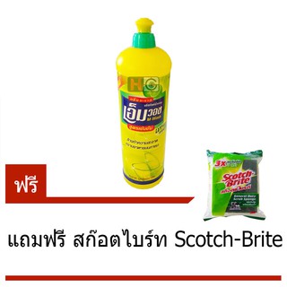 M-wash น้ำยาล้างจาน 1ขวด ขนาด 350 มล. แถมฟรี สก๊อตไบร์ท