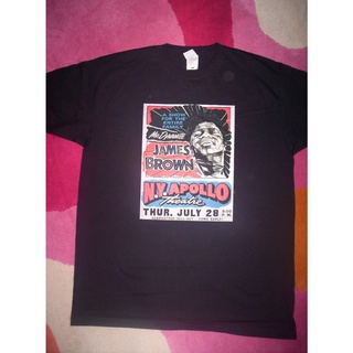 เสื้อยืดวงดนตรี✧❡❀Details about   JAMES BROWN T-SHIRT. Soul, funk, Apollo Theatre. Mens 100% cotton short-sleeved new s