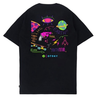 เสื้อยืดคอกลมเสื้อยืด ลาย Otsky Trippy Get สีดํา x BR02-5CS-5XL