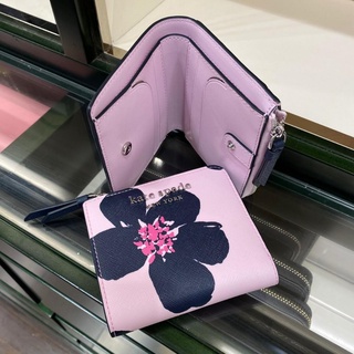 พร้อมส่ง 🔥Sale 2599🔥กระเป๋าสตางค์ใบสั้น Kate spade Kate Spade Cameron Flora Small L-Zip Bifold Wallet น่าร้ากฝุดๆ