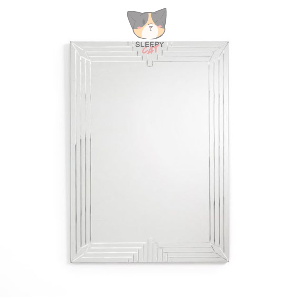กระจกเงา สำหรับกัดลาย ขนาด 6*8 นิ้ว หรือ 15*20 ซม. หนา 3 มม. กระจกแกะสลัก Sleepy Cat
