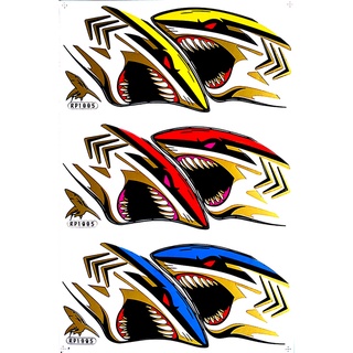 สติกเกอร์ปลาฉลาม Racing ใหม่ล่าสุดขอบสีทอง ติดรถมอเตอร์ไซค์ บิ๊กไบค์ สติกเกอร์ติดรถ