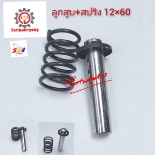 ลูกสูบ+สปริง 12x 60 mm.(1 ชิ้น) อะไหล่เครื่องฉีดน้ำแรงดันสูง