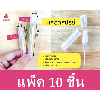 ขวดสเปรย์ ขวดน้ำหอม ขวดสเปรย์น้ำหอม พลาสติก ขนาด 3ml / 5ml แบบพกพา (แพ็ค 10 ชิ้น)