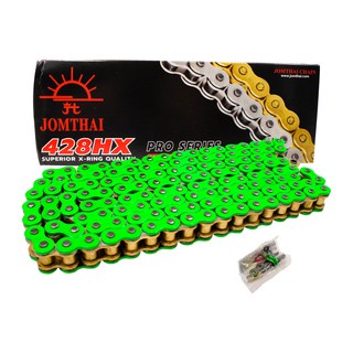 ✅โซ่งาน Jomthai เบอร์ 428HX  X-Ring 136 ข้อ สีเขียว A01