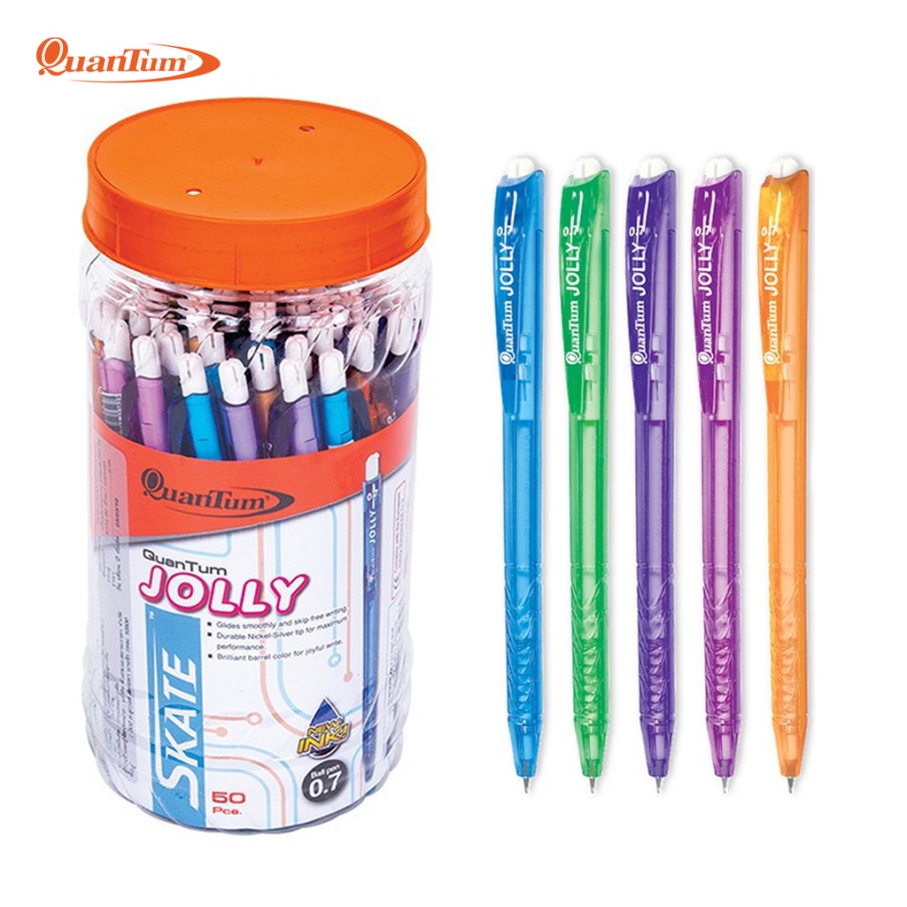 ปากกาควอนตั้ม (Quantum) รุ่น ปากกาสเก็ต จอลลี่ 0.7  สีน้ำเงิน ปากกาลูกลื่น Quantum JOLLY 0.7  50ด้าม