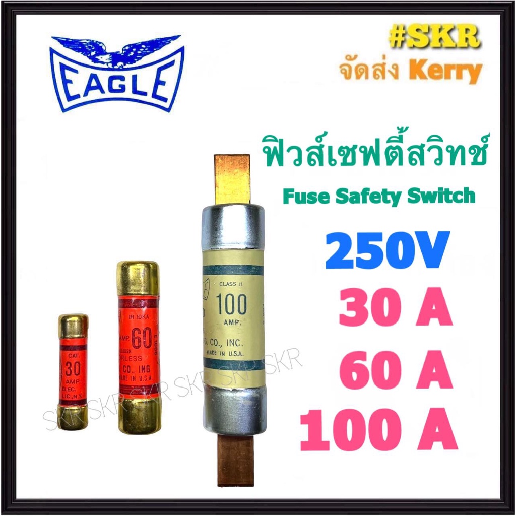 Eagle ฟิวส์เซฟตี้ 2P 250V 30A 60A 100A Fuse Safety Switch ใช้กับ ตู้เซฟตี้สวิทช์ เซฟตี้สวิตช์  ฟิวส์ ฟิวส์กระบอก