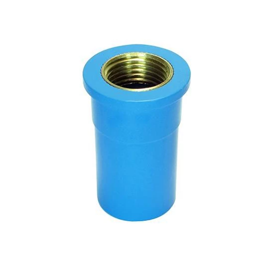 ข้อต่อตรงเกลียวในทองเหลือง พีวีซี PVC ขนาด 1/2" (4 หุน)
