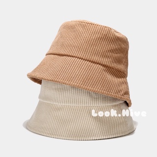 เกรดพรีเมี่ยม หมวก Bucket hat มินิมอล ผ้าลูกฟูกสไตล์เกาหลี H014