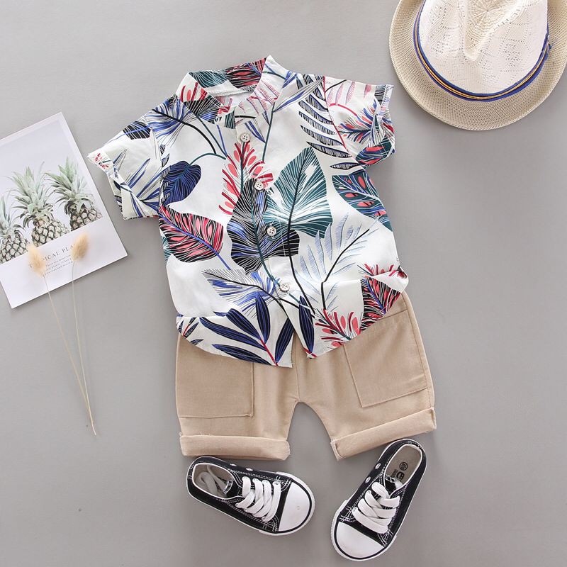 เสื้อผ้าเด็ก ชุดเด็กแฟชั่น 2 ชิ้น เสื้อ + กางเกง ชุดชายหาด 🏖️ ชุดสงกรานต์ เนื้อผ้าดี 80cm-110cm(8เดือน - 5ปี) PFS0010 รูปที่ 2