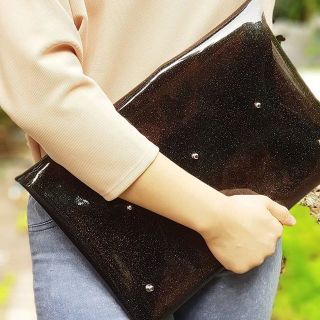 Black Glitter Clutch Size L