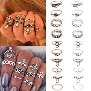 10Pcs ผู้หญิงพังค์เครื่องประดับ Vintage Hollow เครื่องประดับ Midi แหวน Knuckle แหวน