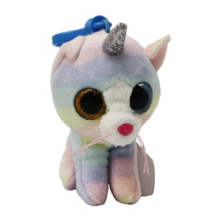 TY พวงกุญแจตุ๊กตา ทีวาย Beanie Boos HEATHER - cat w horn clip