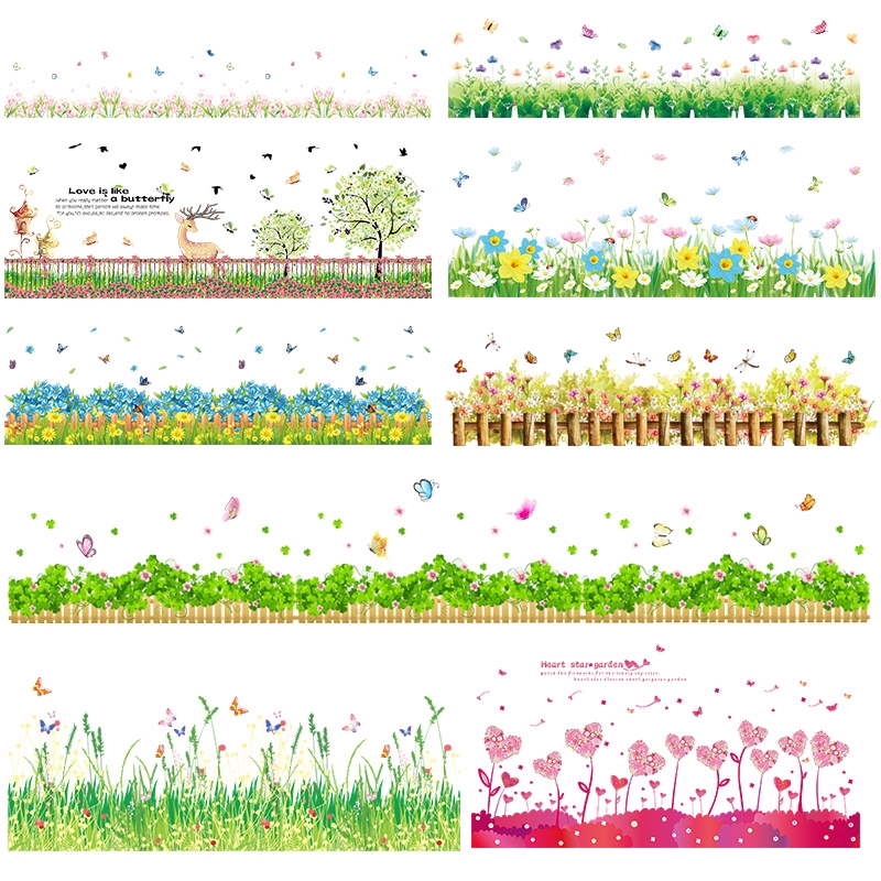 【Deowuu】สติ๊กเกอร์ติดผนัง 23 kinds of flower and grass skirting lines wall stickers สติ๊กเกอร์ติดผนัง สติ๊กเกอร์