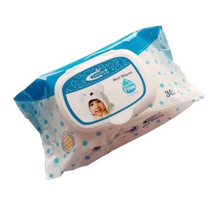 Fresh Plus Wet Wipes Fragance Free ผ้าเช็ดทำความสะอาดผิวแบบเปียก (สีฟ้า) 1 แถม 1