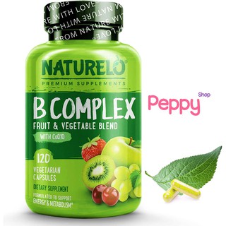 NATURELO B Complex with Organic Fruits &amp; Veggies 120 Vegetable Capsules วิตามินบีรวม 120 เวจจี้แคปซูล
