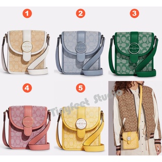 Coach C8321 8321 North South Lonnie Crossbody ในลายเซ็น Jacquard Women Sling Phone Handbag