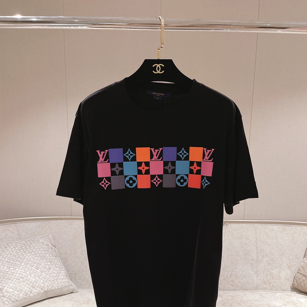 เสื้อยืดแขนสั้นลําลอง ผ้าฝ้าย พิมพ์ลาย Lv คุณภาพสูง แฟชั่นฤดูร้อน สําหรับผู้ชาย และผู้หญิง ไซซ์ S - 5XL