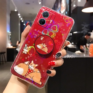 เคสโทรศัพท Soft Casing VIVO X80 Pro T1 5G T1x Y01 Y73 Y33T Y21T เคส Cartoon Blu-ray Phone Case with Holder Stand Phone Protective Back Cover