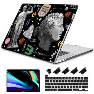 เคส พิมพ์ลายศิลปิน 4 in 1 สีดํา สําหรับ Macbook Case 2022 2021 2020 2019 M1 M2 Air Pro 13.3 13.6 14 16 นิ้ว A2681 A2338 A2442 A2485 A2251 A2289 A2337 A2338 A1932 A2179 A2251