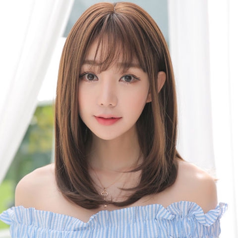 Wig Woman Short Hair Long Straight Fluffy Round Face Net Red Natural Temperament Repair Collarbone Hairstyle Full He