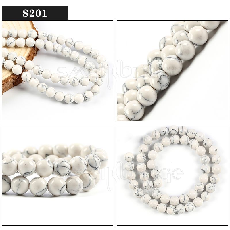 Howlite Stone Bracelet Material Phrus White Stone 4-10mm