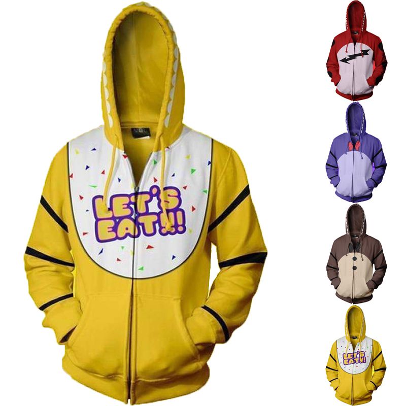 เสื้อแจ็กเก็ตคอสเพลย์ At Five Nights Freddy's FNAF มีฮู้ด