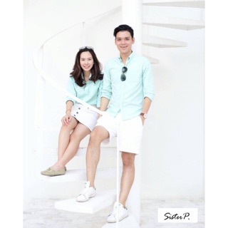 เสื้อเชิ๊ตแขนยาว ผ้าOxford Unisex SlimFit เขียวมิ้น