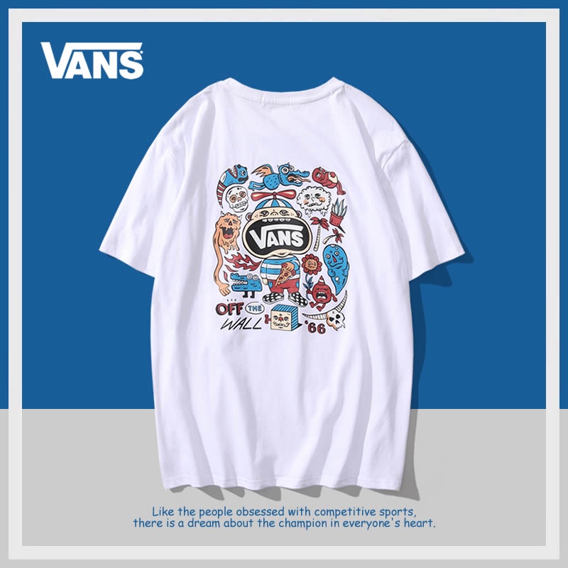 Vans Vance เสื้อยืดแขนสั้น ผ้าฝ้าย พิมพ์ลายกราฟฟิติ ทรงหลวม เข้ากับทุกการแต่งกาย สไตล์ญี่ปุ่น แฟชั่นฤดูร้อน สําหรับผู้ชาย และผู้หญิง