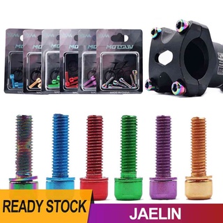 【พร้อมส่ง】สลักเกลียวคอแฮนด์จักรยาน ไทเทเนียม M5X18 มม. พร้อมแหวนรอง 6 ชิ้น [Jaelin.th]