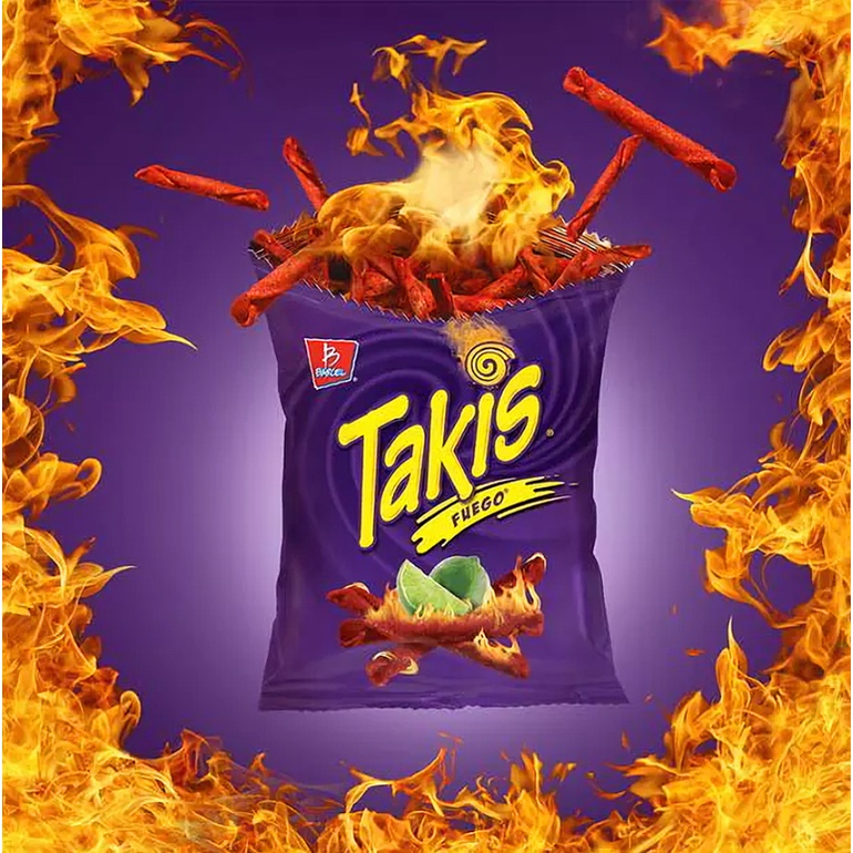 [Takis] Fuego Extreme Spicy Chips Hot Chili Pepper &amp; Lime Tortilla Chips / Spicy Snack Food 28 กรัม, 90 กรัม