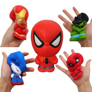 ของเล่นบีบสกุชชี่ Marvel Squishy Kawaii Spiderman Hulk Iron Man Spider Thanos Squishies หนัง PU ช่วยบรรเทาความเครียด